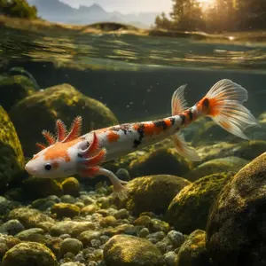 Axolotl + Koi fish